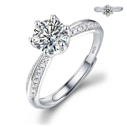 Fashion Women's Jewelry Ring Imitation 925 Moissanite Copper Ring Wedding Engagement Props Adjustable Diamond Zircon Ring