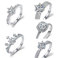 Fashion Women's Jewelry Ring Imitation 925 Moissanite Copper Ring Wedding Engagement Props Adjustable Diamond Zircon Ring